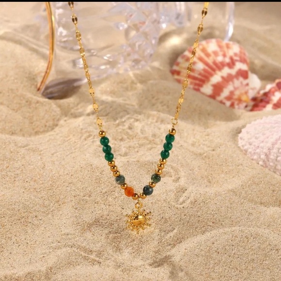 NWT natural stone Stainless steel ball pendant Necklace - Picture 9 of 16